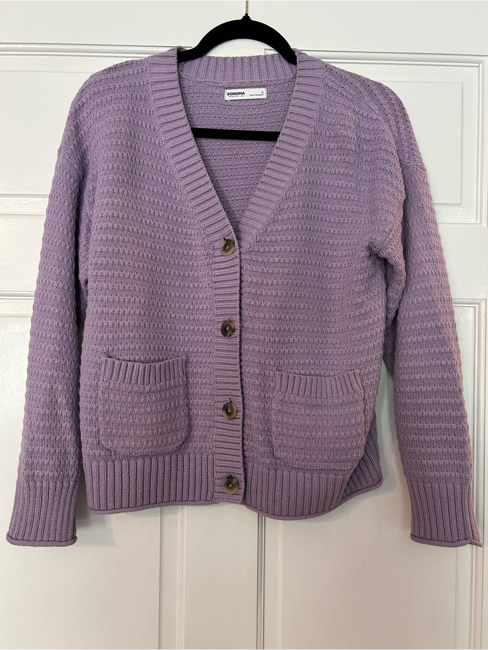 Sonoma Lilac Button-Front Knit Cardigan